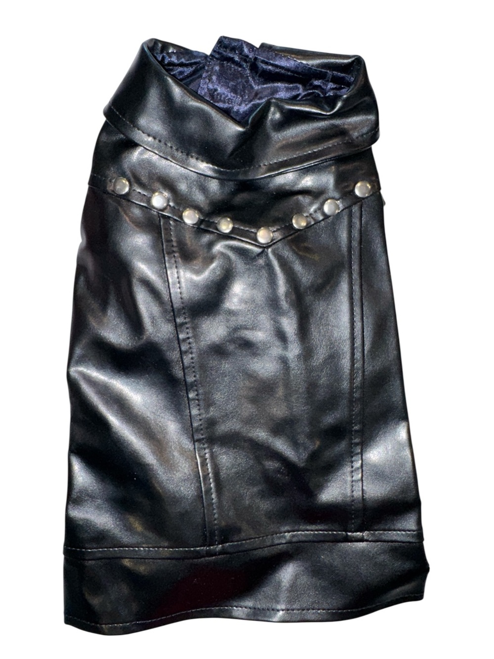 Boots & Barkley Black Faux-Leather Dog Biker Jacket Small